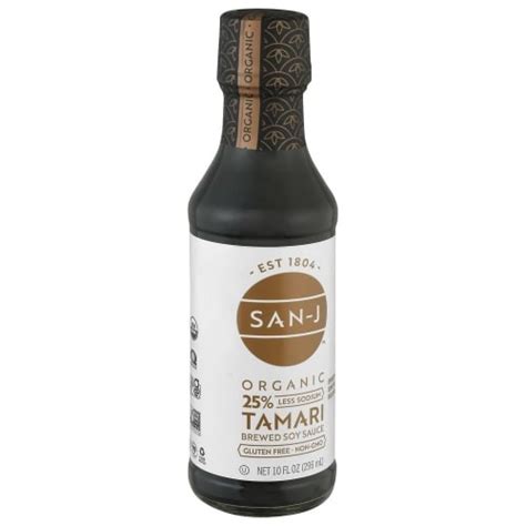 Organic Tamari Gluten Free 25 Less Sodium Soy Sauce San J 10 Fl Oz