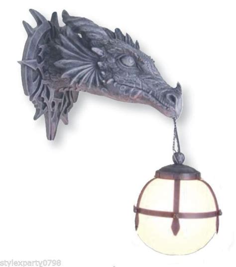 Scuffed side can be turned to the wall. Large Dragon Head Wall Lamp Light Gothic Decor Figurine Ornament Gift in Collectables, Fantasy ...