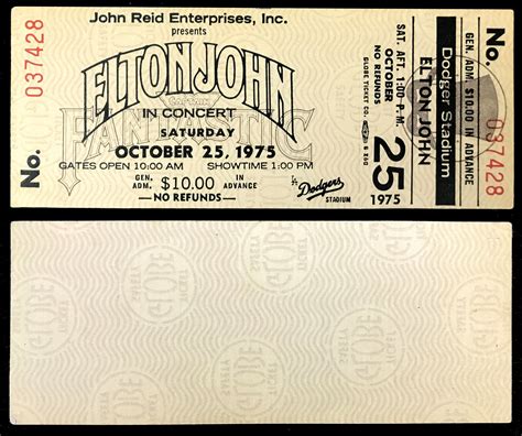 Lot Detail October 25 1975 Concert Full Ticket For Elton John At