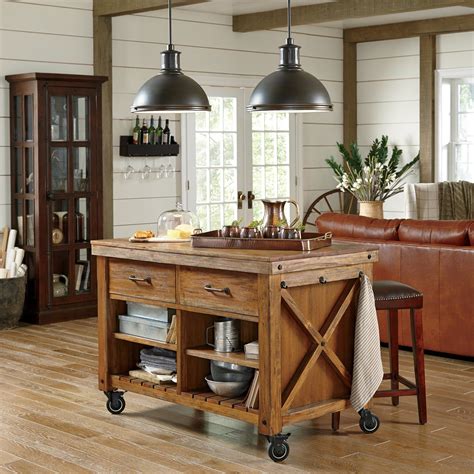 Browse a wide variety of rustic kitchen island designs, including prep table and kitchen cart ideas in stainless steel, butcher block, granite and more. Vargas Kitchen Cart | Cottages & Cabin ideas in 2019 ...