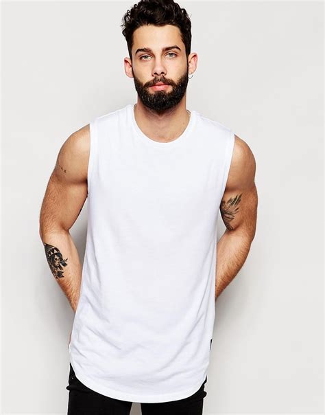 Lyst Only And Sons Longline Sleeveless T Shirt In White For Men