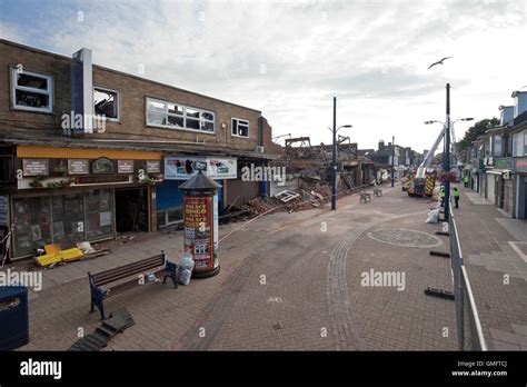 the burnt out retail units and bowling alley in great yarmouth following fire on the 5th august