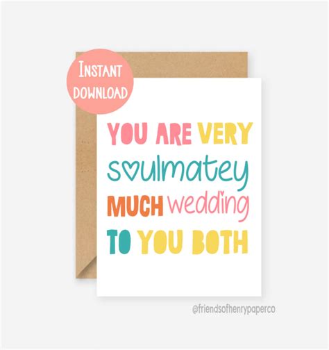 Printable Card Funny Wedding Card Soulmates Card Wedding Etsy