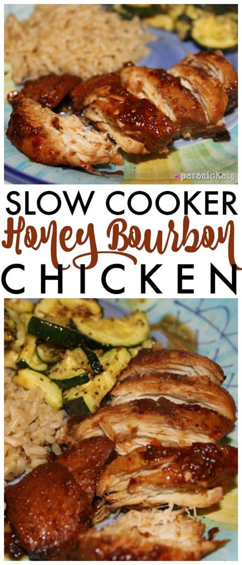 Mix soy sauce, brown sugar, garlic powder, powdered ginger, dried minced onion, whiskey and white wine together and pour over chicken pieces in a bowl. Crock Pot Honey Bourbon Chicken