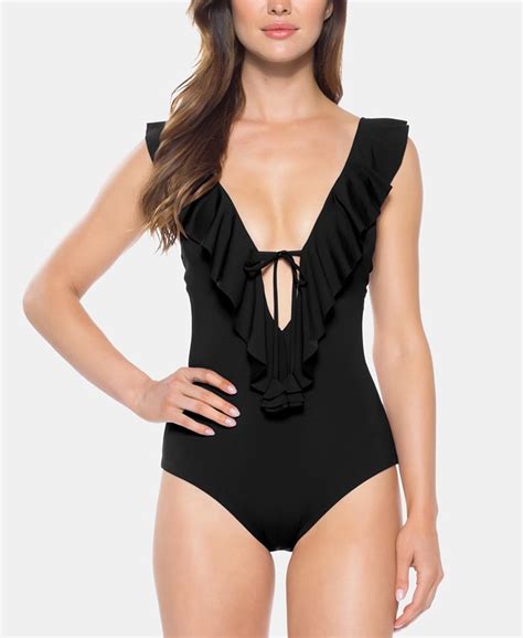 Becca Socialite Plunging One Piece Swimsuit And Reviews Swimsuits