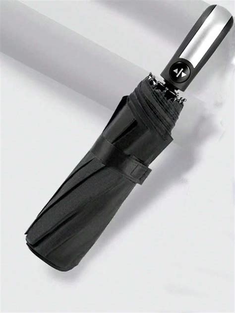 Ribs Fully Automatic Windproof Umbrella Business Black Coating Uv Protection Three Fold