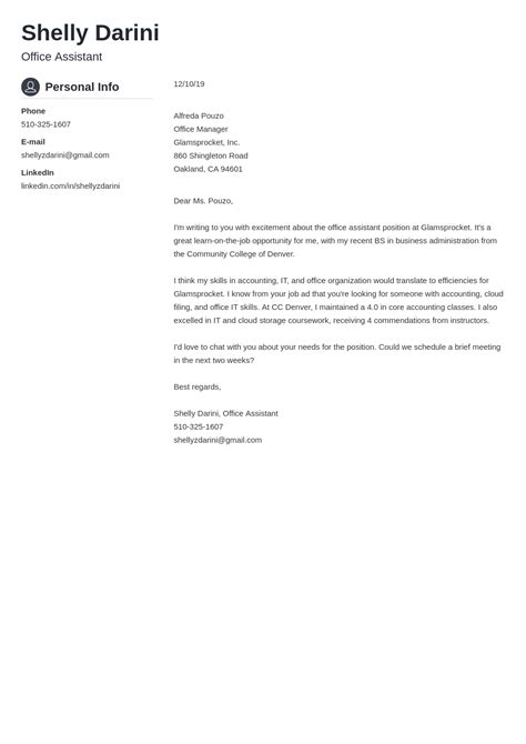 Office Assistant Cover Letter Examples And Templates To Fill