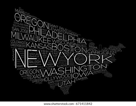 Usa Map Word Cloud Collage Most Stock Illustration 671411842 Shutterstock