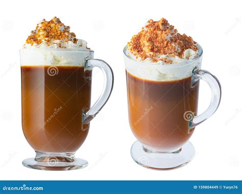 Coffee Cappuccino With Whipped Cream In A Glass Irish Glass Ground