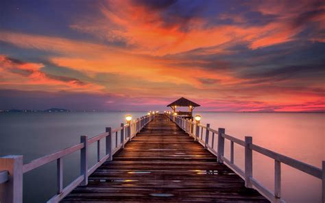 Ocean Pier Sunset Full HD Wallpaper and Background Image | 1920x1200 ...