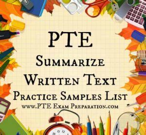 Summarize Written Text Pte Academic Exam Practice Test Samples List