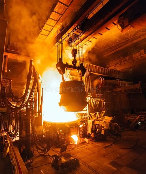 Steel Production In Electric Furnaces Huge Ironworks Stock Photo