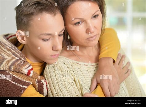 Sad Mother And Son Stock Photo Alamy