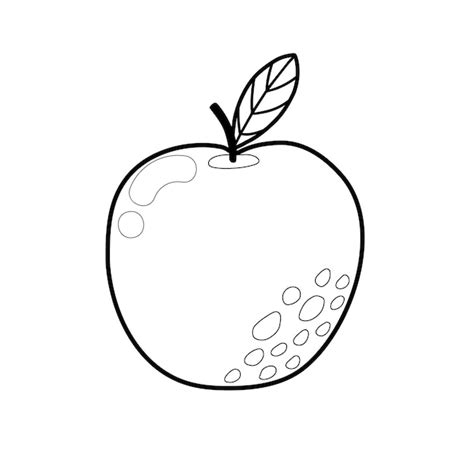 página para colorear de apple para adultos y niños impresión en blanco y negro con fruta en