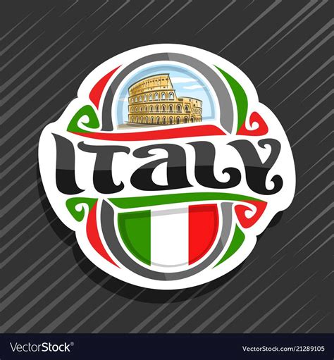 Vector Logo For Italy Country Fridge Magnet With Italian Flag