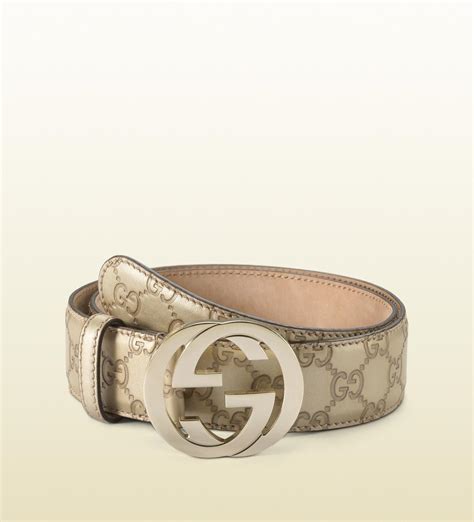 Lyst Gucci Metallic Leather Belt With Interlocking G Buckle In Metallic