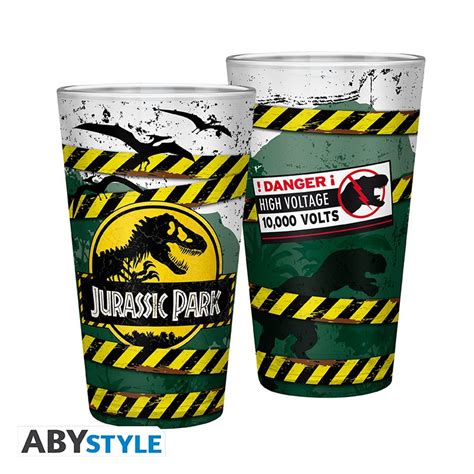 Jurassic Park Large Glass 400ml Danger High Voltage X2 Abysse Corp