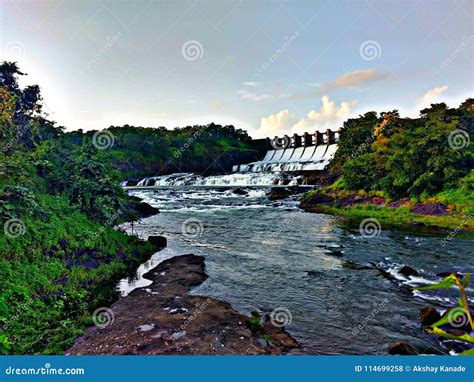 Beautiful Dam With River Stock Photo Image Of Monsoon 114699258