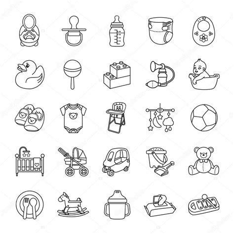 Baby Stuff Outlines Vector Icons Stock Vector Image By ©naripuru 89099392