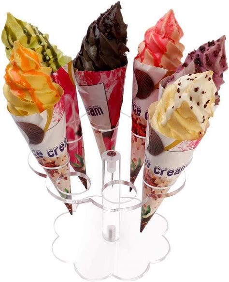 Amazon Com Ice Cream Cone Holder Holes Clear Acrylic Waffle Cone Stand Ice Cream Cone