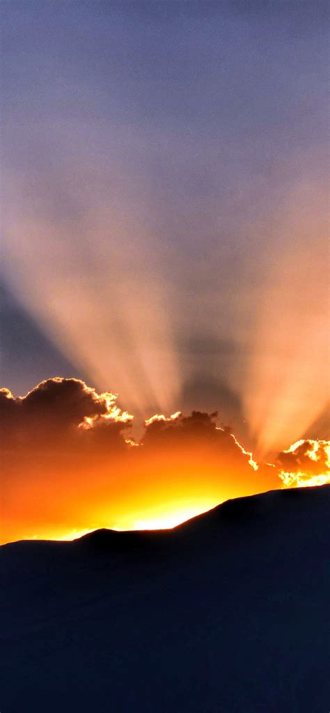 Sunset Wallpaper 4k Hills Sun Rays Clouds 5k Nature 982