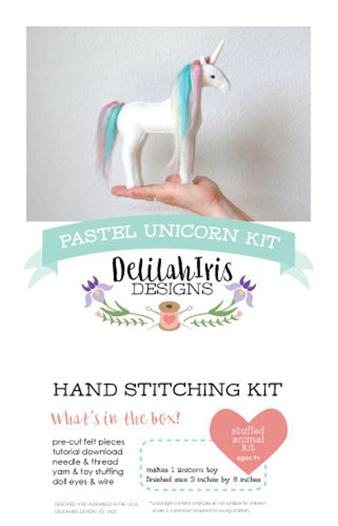 Unicorn Sewing Kit Make Your Own Stuffed Unicorn Diy Kit Etsy