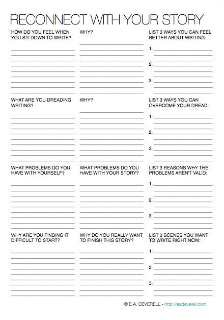 Reconnect With Your Story Writing Worksheet Wednesday Writing
