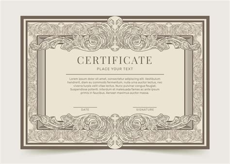 Free Vector Engraving Hand Drawn Ornamental Certificate Template