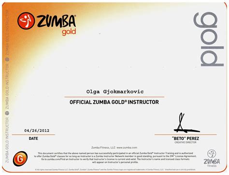 Examples Of Best Certificate Zumba Certification