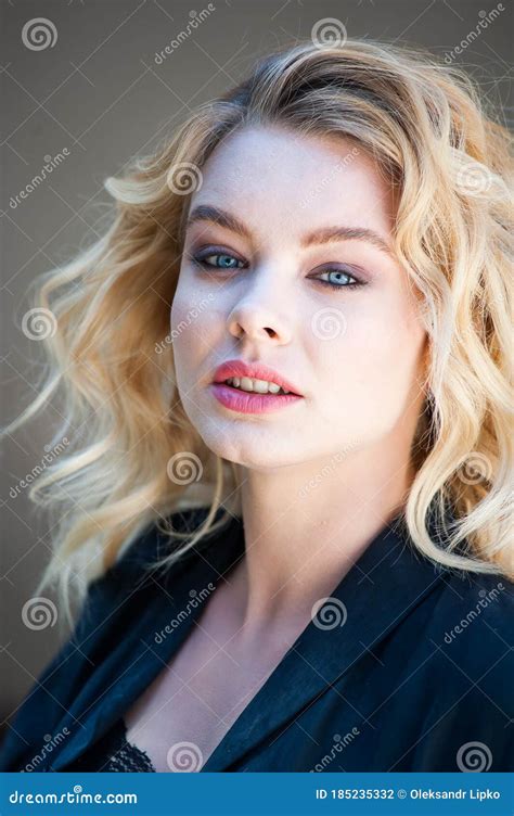 Young Beautiful Modern Woman Outdoors With Expressive Makeup Stock