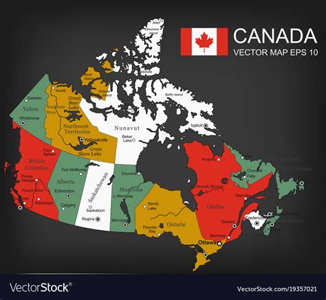 Canada Map With Provinces All Territories Vector Image