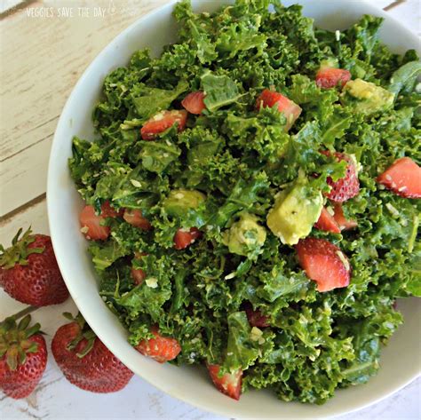 Avocado Kale Salad With Strawberries Recipe Side Salad Recipes