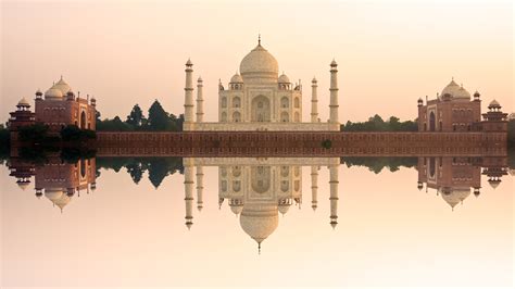 Tapety Tadź Mahal Meczet Agra India Uttar Pradesh Odbicie 1920x1080