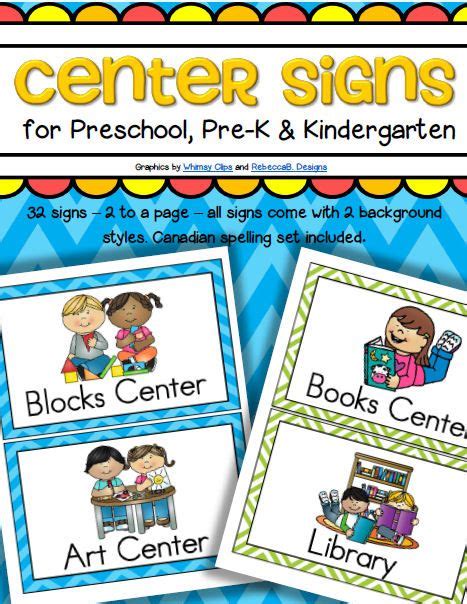Center Signs For Preschool Prek And Kindergarten Classrooms