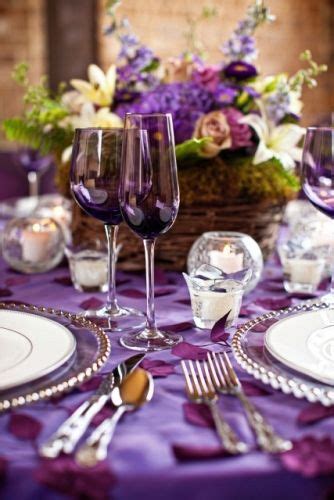 Pin By City Girl On Elegant Tables Purple Table Settings Purple