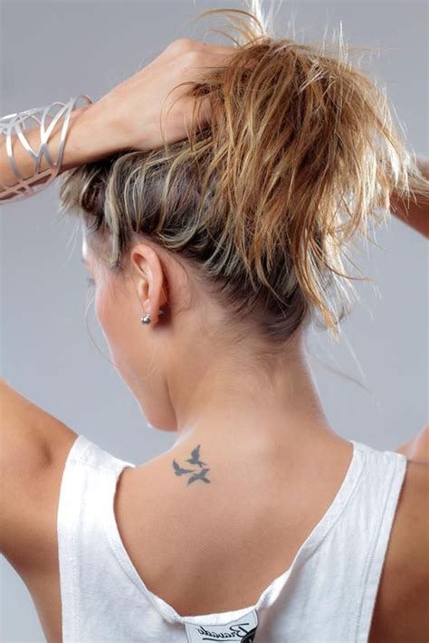 Small Tattoo Birds Flying Neck Placement Beautiful Subtle Tattoos