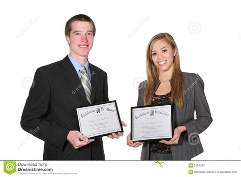 You may then simply request information from accredited colleges and universities listed on the page to learn more about each of the degree options. Man And Woman With Certificates Stock Image - Image of ...