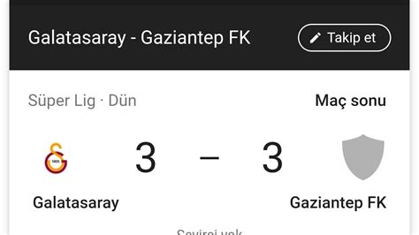 Bir çok popüler maç için youtube veya dailymotion gibi video paylaşım sitelerinden videolar bulabilirsiniz. GALATASARAY-GAZİANTEP MAÇI (3-3) - YouTube