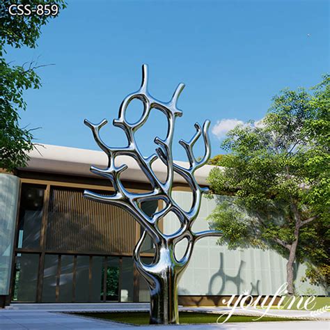 Abstract Stainless Steel Tree Sculpture Outdoor Decor Youfine Art