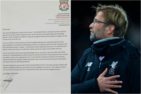 I Get Nervous Too Jurgen Klopps Touching Letter To Young Lfc Fan