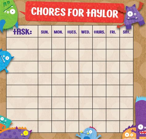 Monster Chore Chart Monster Chore Chart Printable Kids Images And