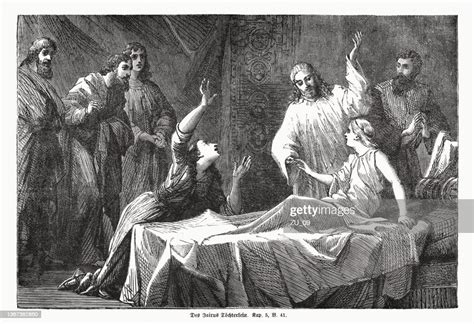 Raising Of Jairus Daughter Wood Engraving Published 1862 High Res