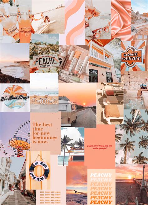 Peach Wall Collage Kit Beach Wall Collage Soft Peach Beach Peach Walls