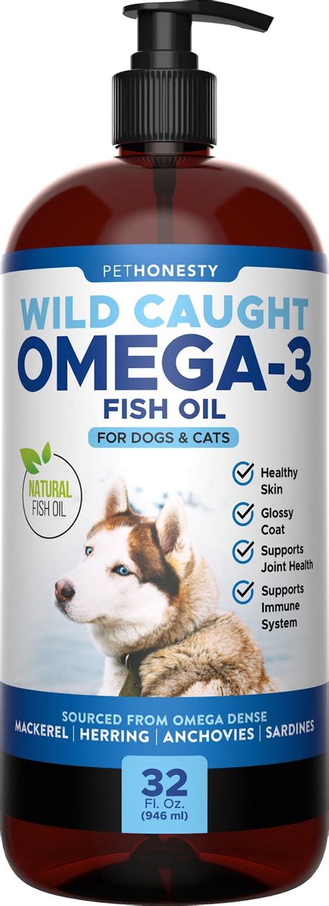 Pethonesty Wild Caught Omega 3 Fish Oil Dog And Cat Supplement 32 Oz