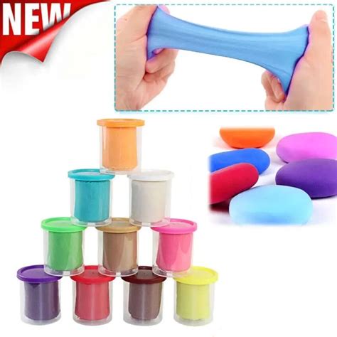 10pcs Diy Slime Malleable Polymer Soft Clay Blocks Plasticine Stress Relief Toys Soft Plasticine