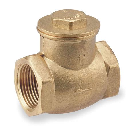 Swing Check Valve Brass 1 1 2 In Fnpt Grainger