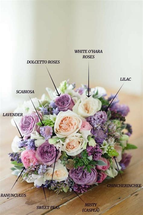 A Romantic Spring Bridal Bouquet In Purple And Pink Purple