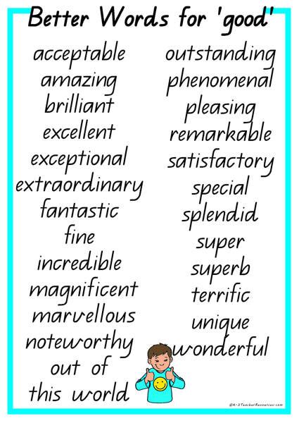 Another word for good that describes a person's character. better-words-for-good-QLD_Page_2 - K-3 Teacher Resources