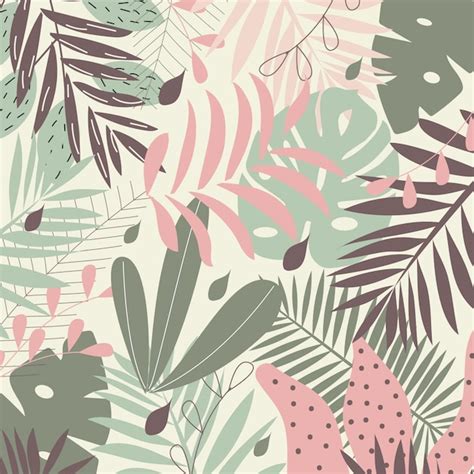 Background Of Tropical Leaves In Pastel Colors Vector Premium Download