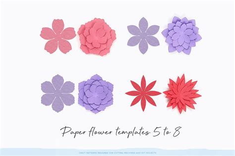 Digital Small Paper Flower Template Svg Png Pdf Dxf Tiny Paper Flowers